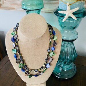 Abalone and Shell Colorful Necklace Double Strand